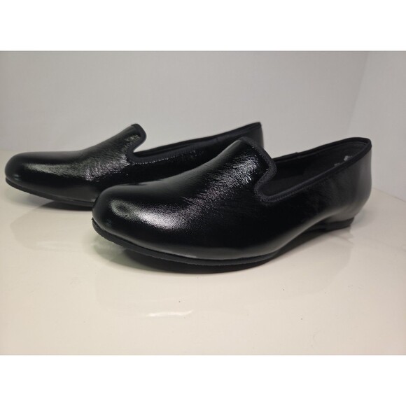 Munro Slip On Comfort Work Loafers S 8.5 M Black Patent Crinkle Leather NWOT - Picture 3 of 11